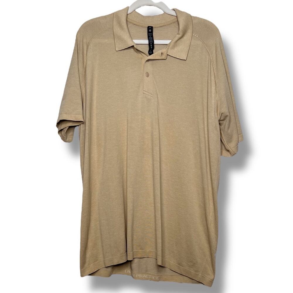 Men’s Lululemon Beige Metal Vent Tech Polo Shirt Short-Sleeve Shirt XXL